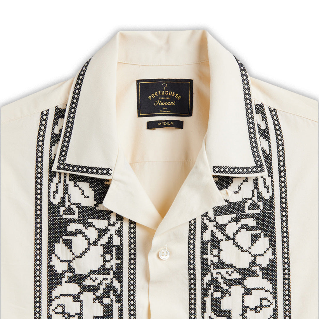Portuguese Flannel | Cross Stitch Shirt, Ecru