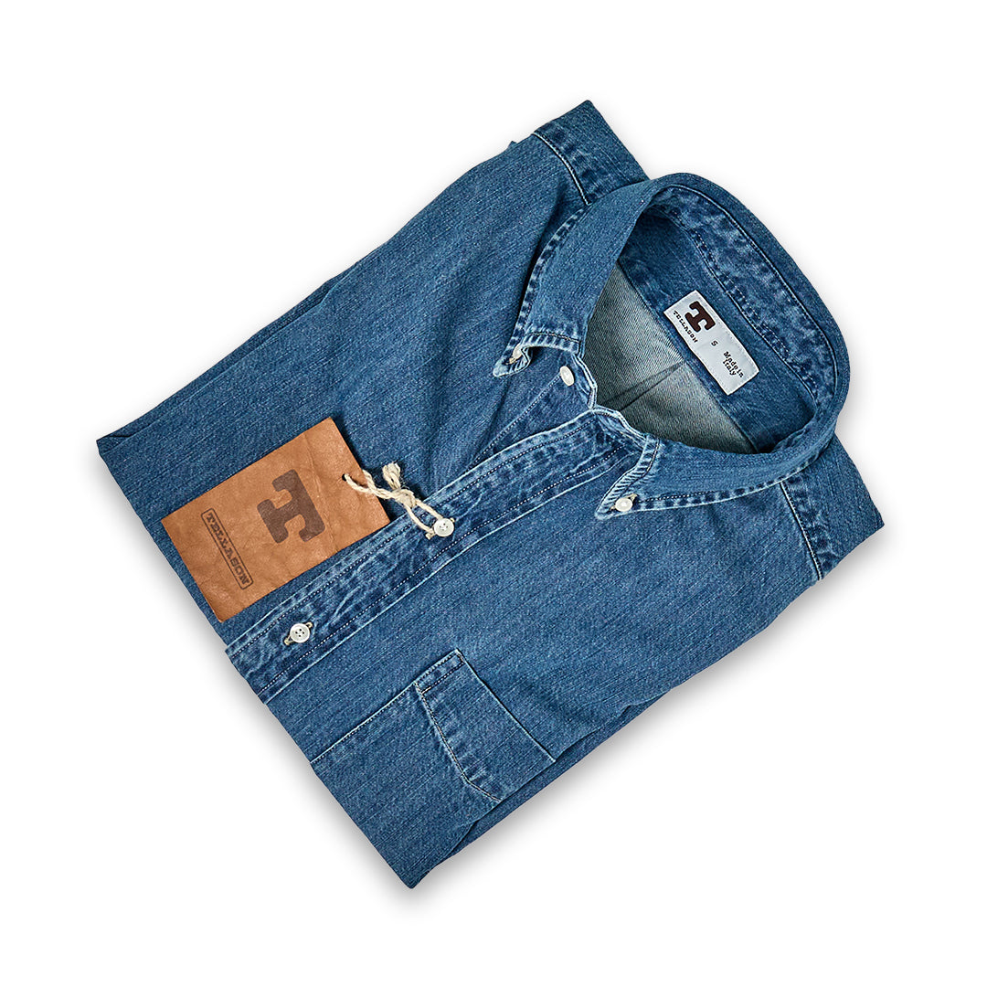 Tellason | Button Down Shirt Denim Special Wash Denim Blue