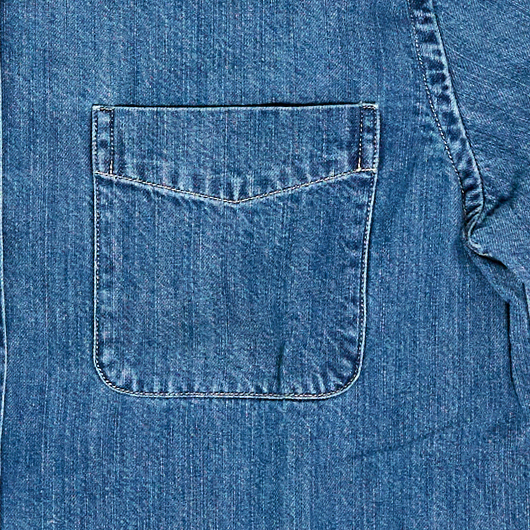 Tellason | Button Down Shirt Denim Special Wash Denim Blue