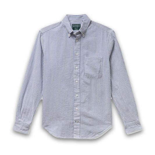 GITMAN | Button Down Shirt Navy Organic Seersucker