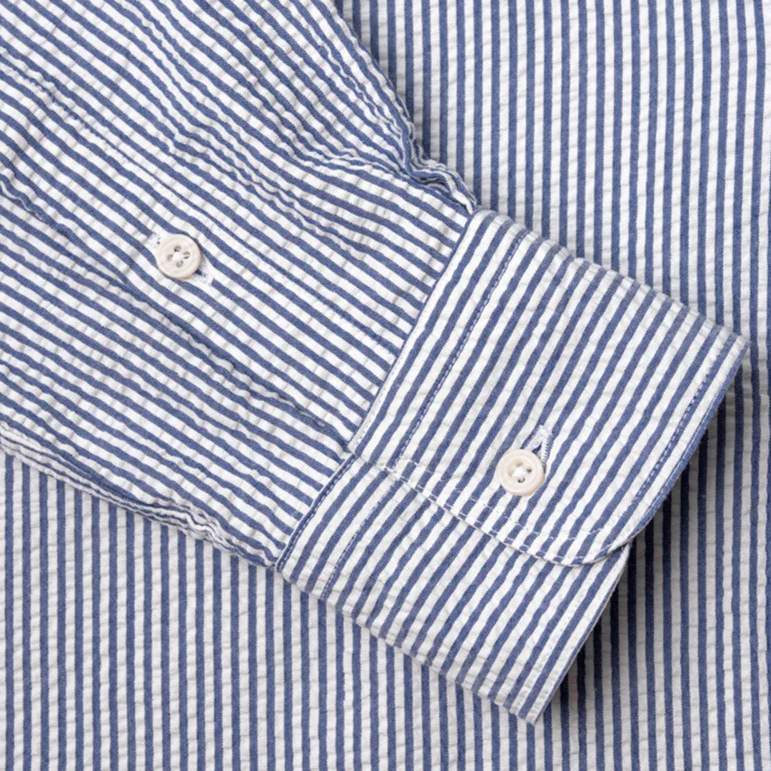 GITMAN | Button Down Shirt Navy Organic Seersucker