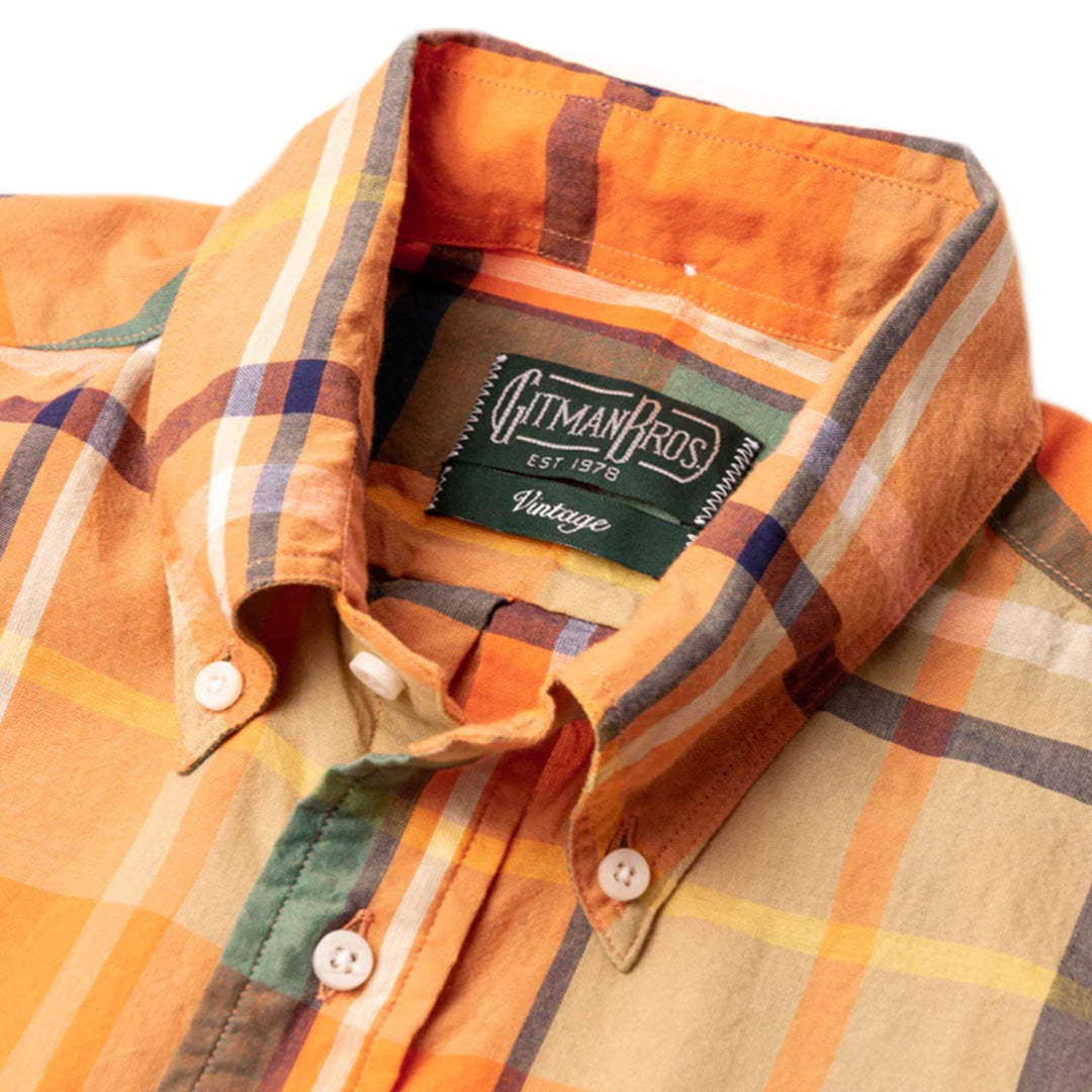 GITMAN | Button Down Shirt Orange Archive Indian Madras