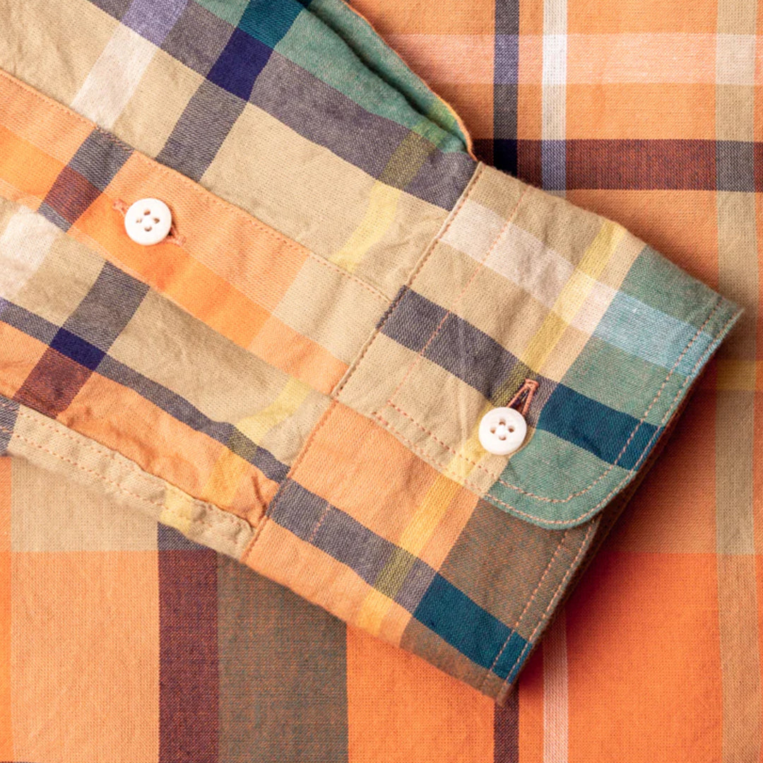 GITMAN | Button Down Shirt Orange Archive Indian Madras