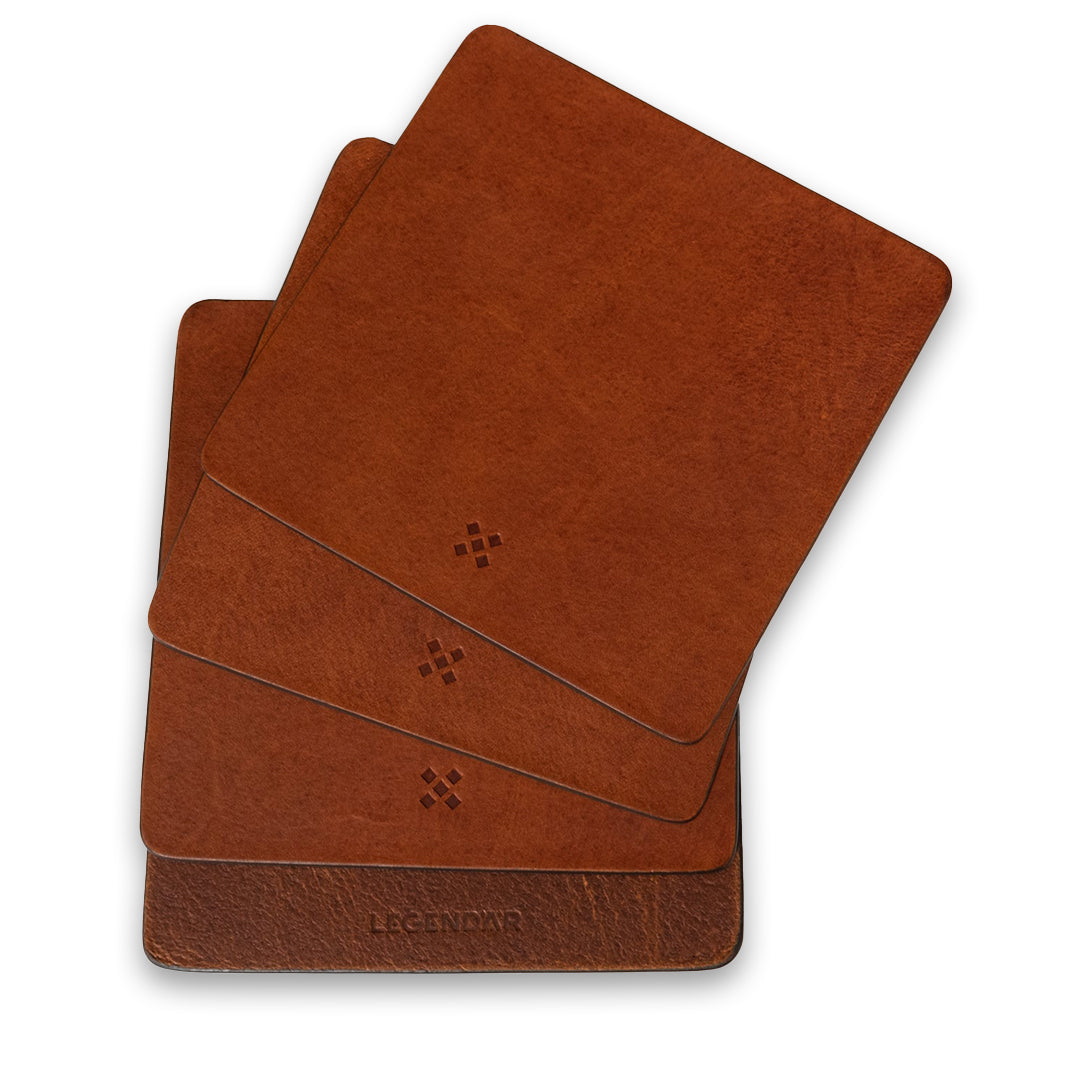 LGNDR | Leather Coaster Set DRYNK Chestnut