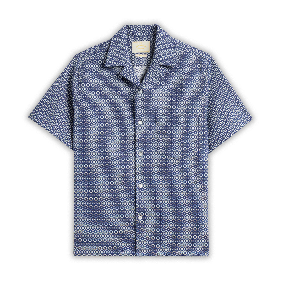 Portuguese Flannel | Abstract Tile Shirt, Blue