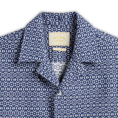 Portuguese Flannel | Abstract Tile Shirt, Blue