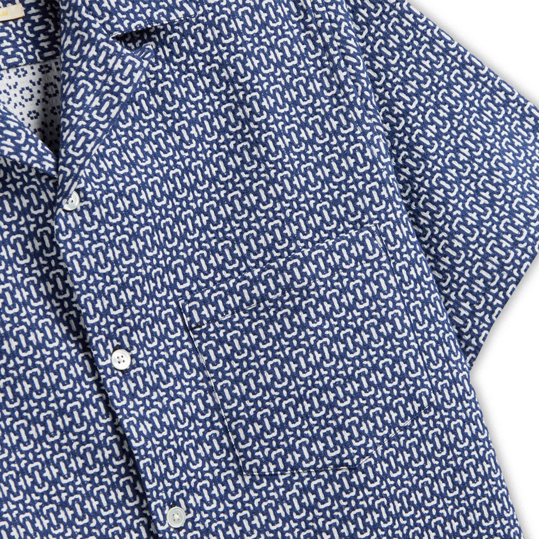 Portuguese Flannel | Abstract Tile Shirt, Blue