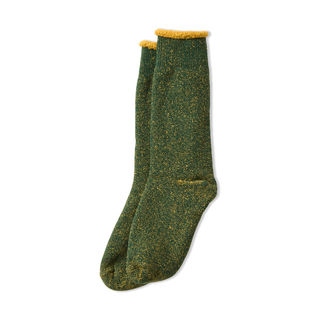ROTOTO | Reversible Pile Socks - Green/D.Yellow