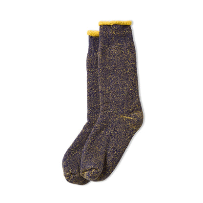 ROTOTO | Reversible Pile Socks - Navy/Yellow