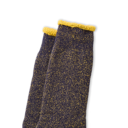 ROTOTO | Reversible Pile Socks - Navy/Yellow