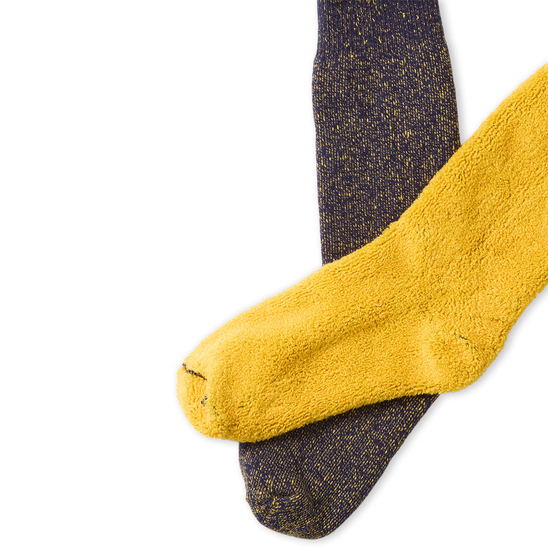 ROTOTO | Reversible Pile Socks - Navy/Yellow