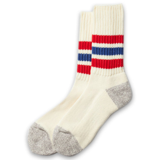 ROTOTO | Coarse Ribbed Oldschool Crew Socks Chili Red Blue