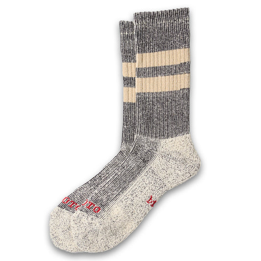 ROTOTO | Pile Stripe Marl Socks Black Beige
