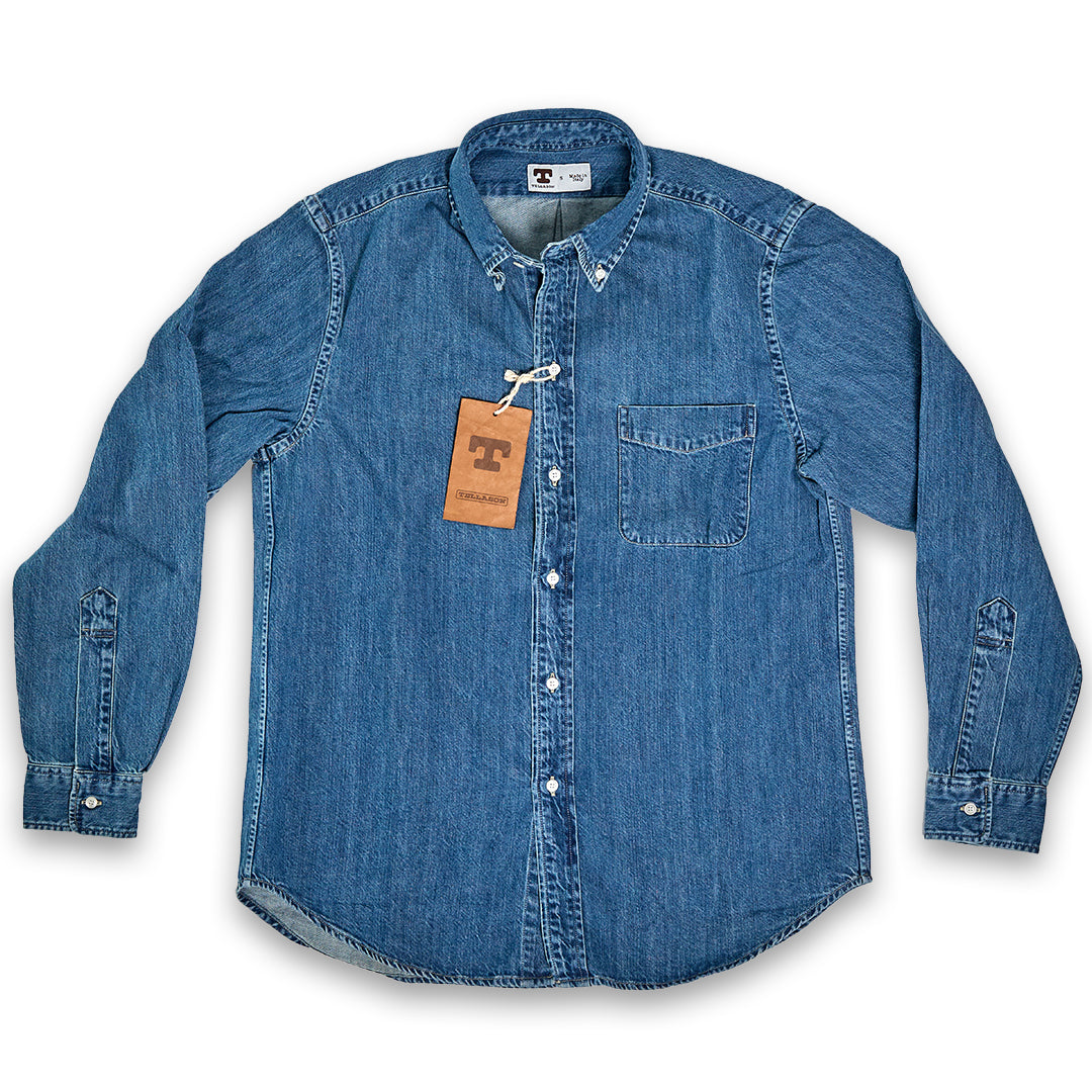 Tellason | Button Down Shirt Denim Special Wash Denim Blue