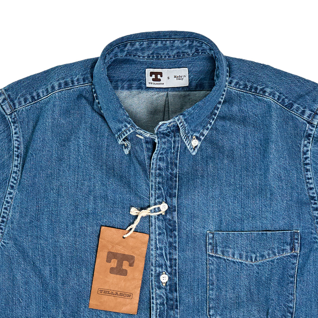 Tellason | Button Down Shirt Denim Special Wash Denim Blue